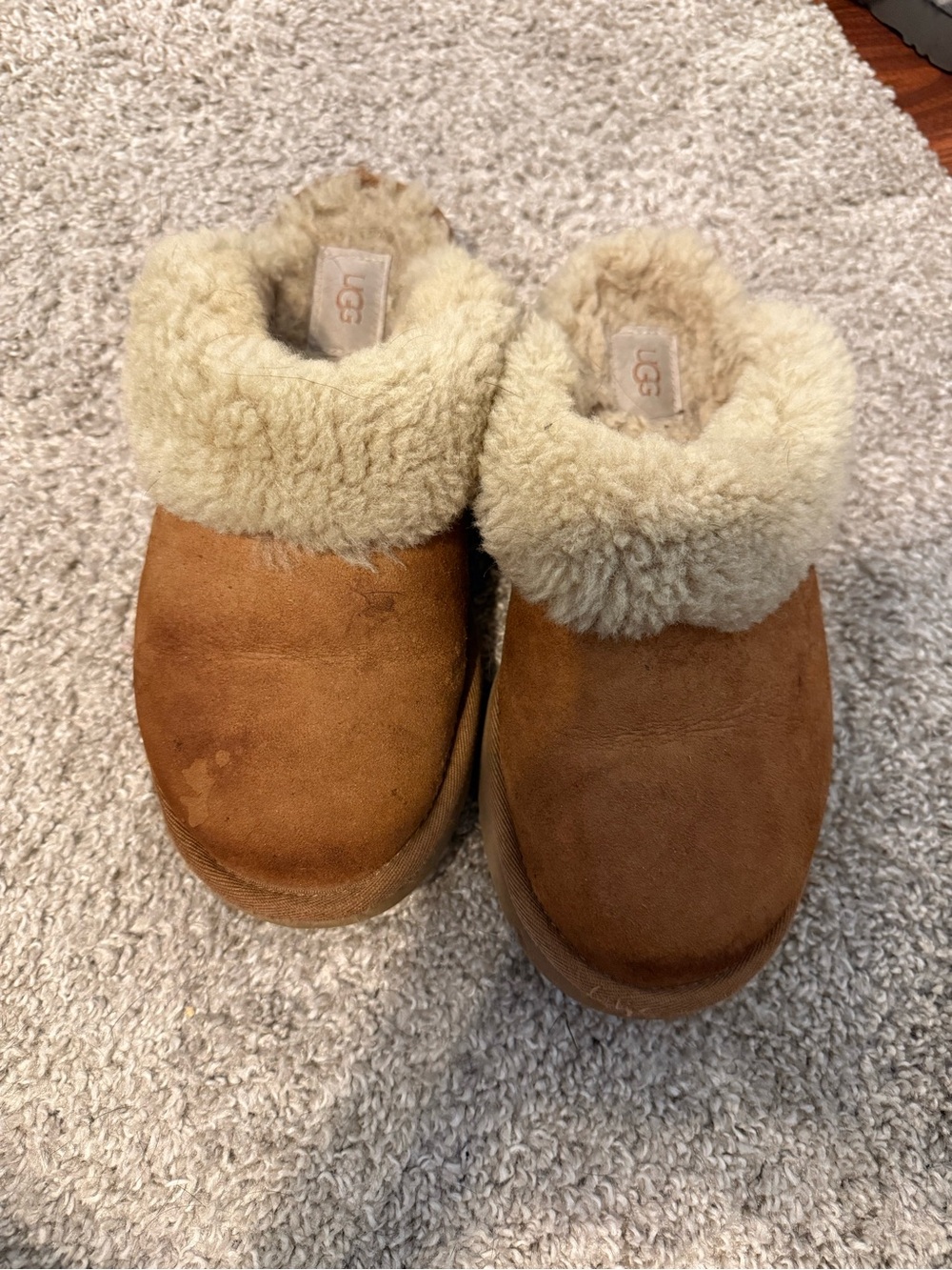 UGG Chestnut Suede Shearling Lined Slip-On Clog